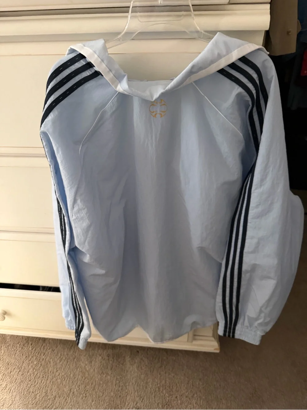 adidas Light Blue Hooded Windbreaker Jacket